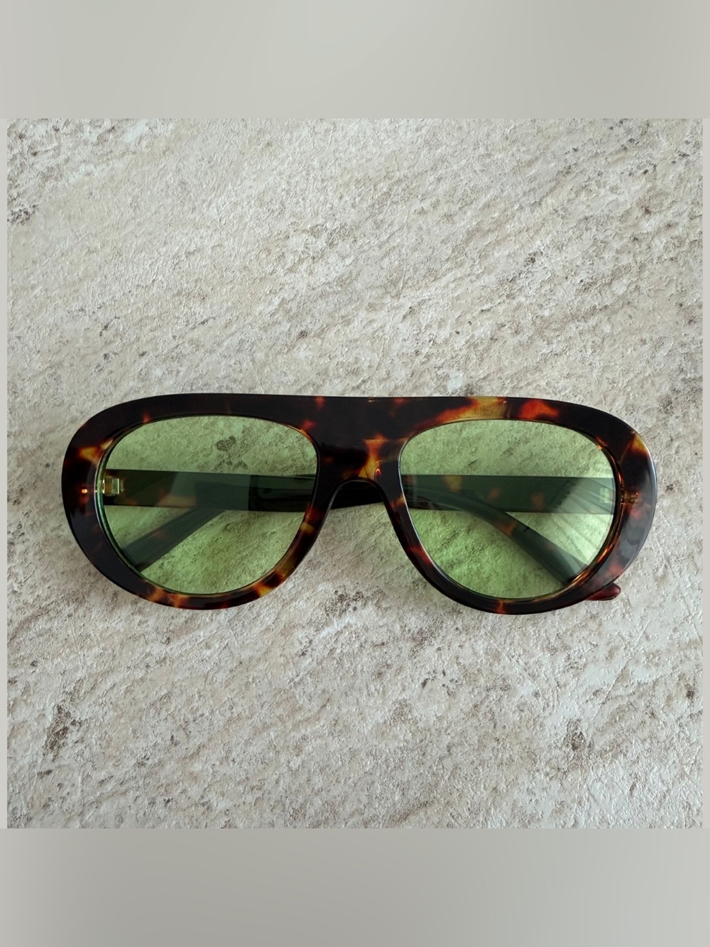 REVOLVE Tortoise Frame Sunglasses with Green Lenses